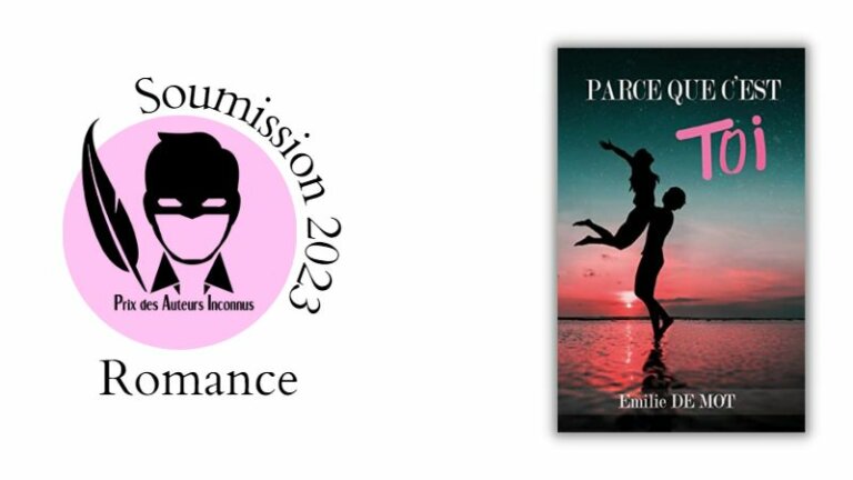 Couverture du roman : on y voit un coucher de soleil sur la mer, dans des tons roses. Au premier plan se trouvent les silhouettes d'un couple dont l'une semble s'envoler, soutenue par l'autre.